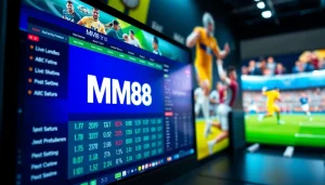 Betting odds and sports statistics for MM88 on an interactive display screen.