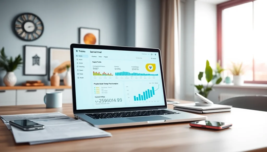 Visualize a digital marketing workspace with a cheap smm panel interface and productive ambiance.