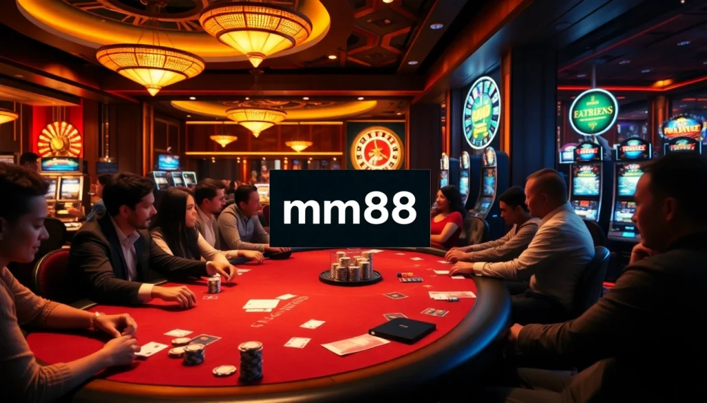 Experience thrilling poker action at mm88 with vibrant casino tables and roulette excitement.