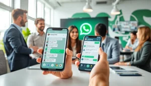 Showcase the efficiency of whatsapp business api as a team engages with customers using technology.