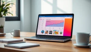 View of an Instagram smm panel interface displaying analytics and metrics on a laptop screen.