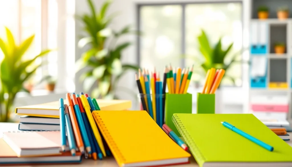 Browse a variety of stationery suppliers uk products arranged aesthetically in a bright office.