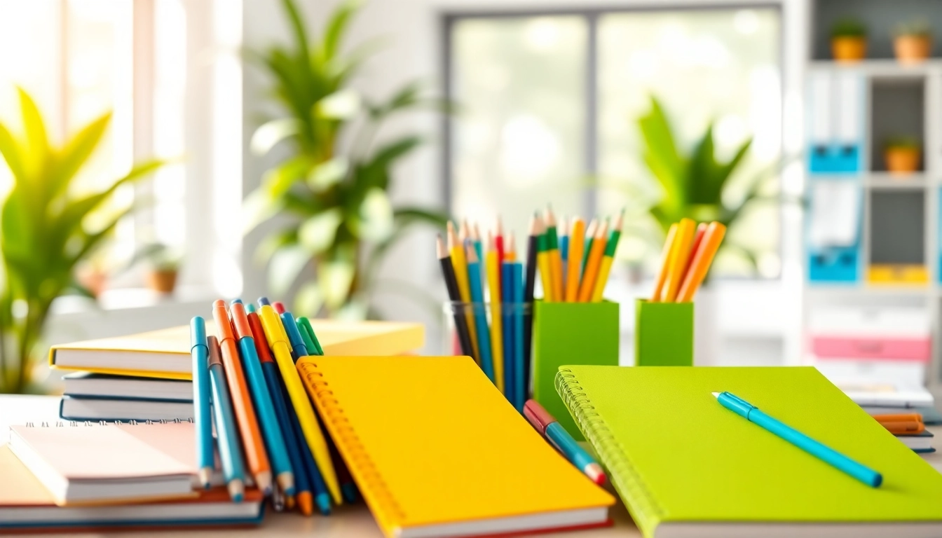 Browse a variety of stationery suppliers uk products arranged aesthetically in a bright office.