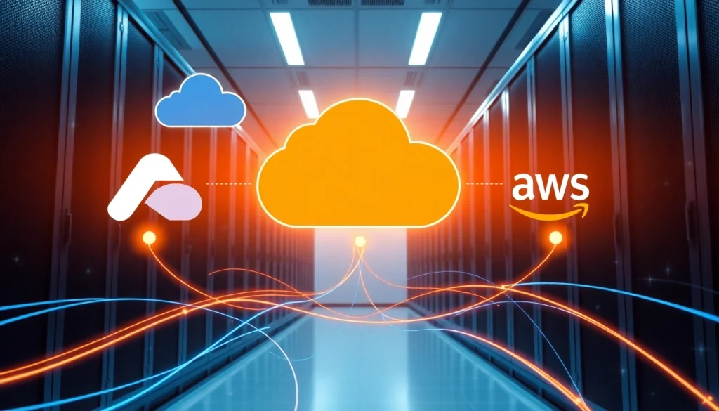 Visual representation of Azure & AWS Integration illustrating data connectivity and cloud architecture.