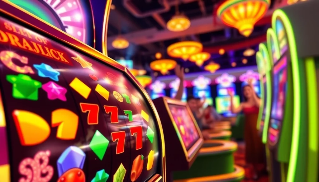 Menampilkan link tank4d toto slot pada mesin slot berwarna-warni dengan suasana permainan yang energik.