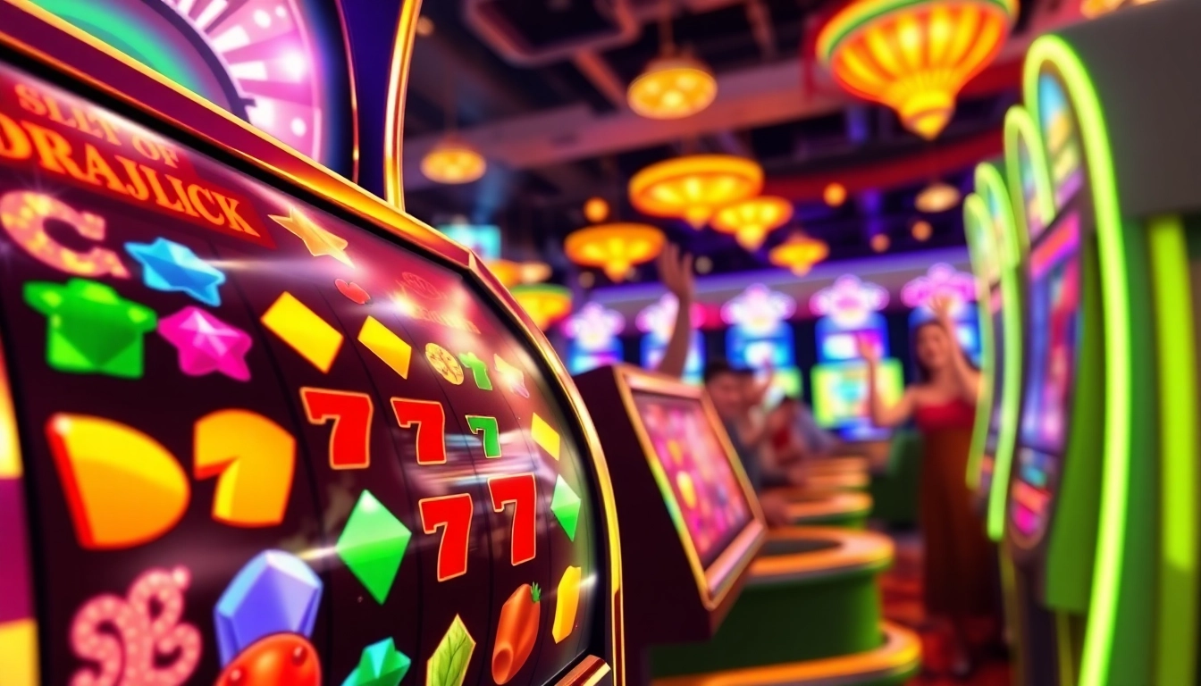 Menampilkan link tank4d toto slot pada mesin slot berwarna-warni dengan suasana permainan yang energik.