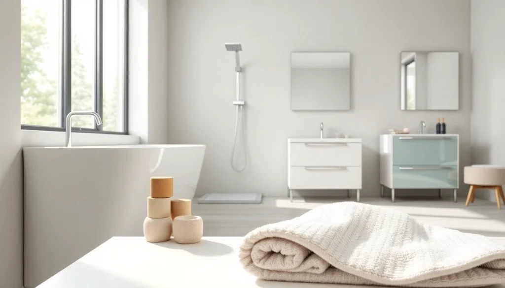 Sonni sanitär Produkte elegant inszeniert in einem modernen Badezimmer mit stilvollen Akzenten.