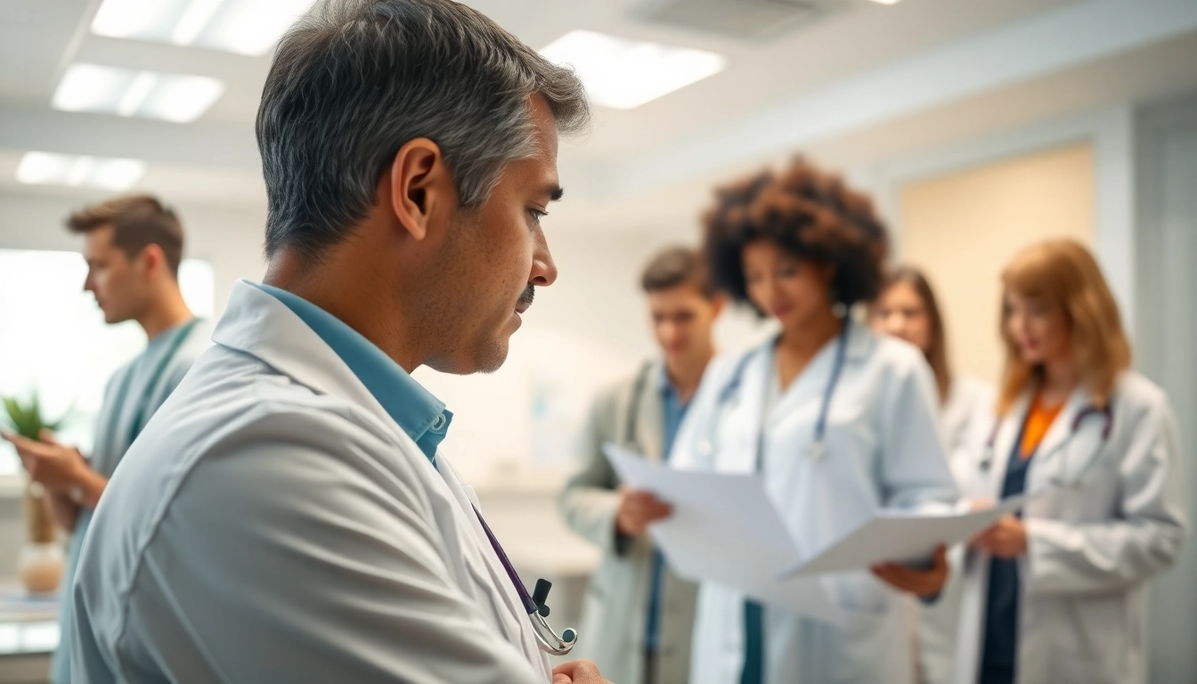 Health professionals engaging with patients, demonstrating trust and care in a clinic setting.