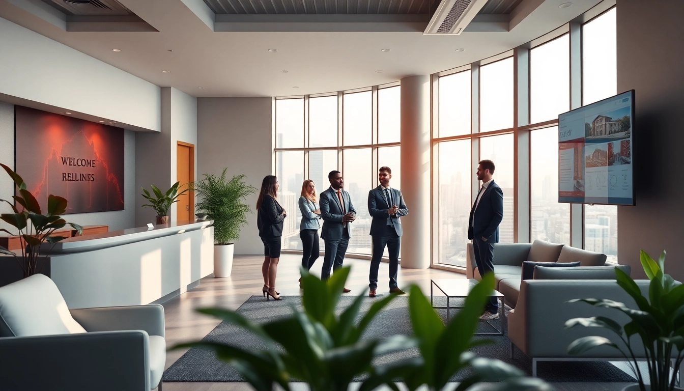 Engaging real estate agents collaborating in a bright office, showcasing Real Estate opportunities.