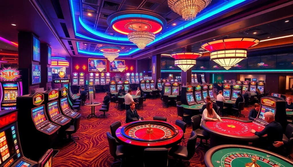 KJC AC 2: Exciting casino environment with slot machines, poker tables, and vibrant roulette wheels.
