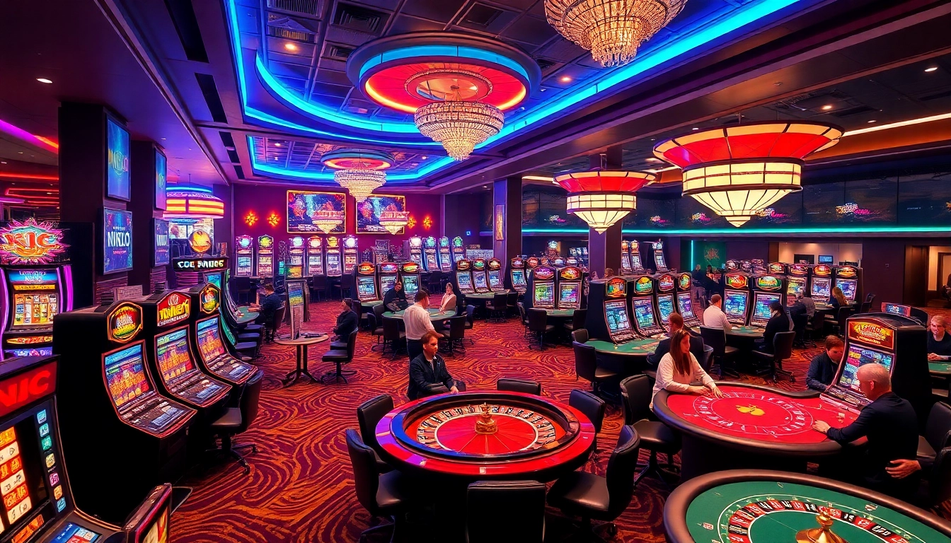 KJC AC 2: Exciting casino environment with slot machines, poker tables, and vibrant roulette wheels.