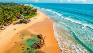 Visão aérea deslumbrante das praias intocadas de Paripueira AL e da paisagem costeira vibrante.