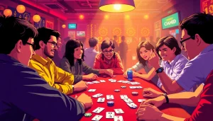 Engage with Ok Rummy in a lively game setting featuring vibrant colors and excitement.