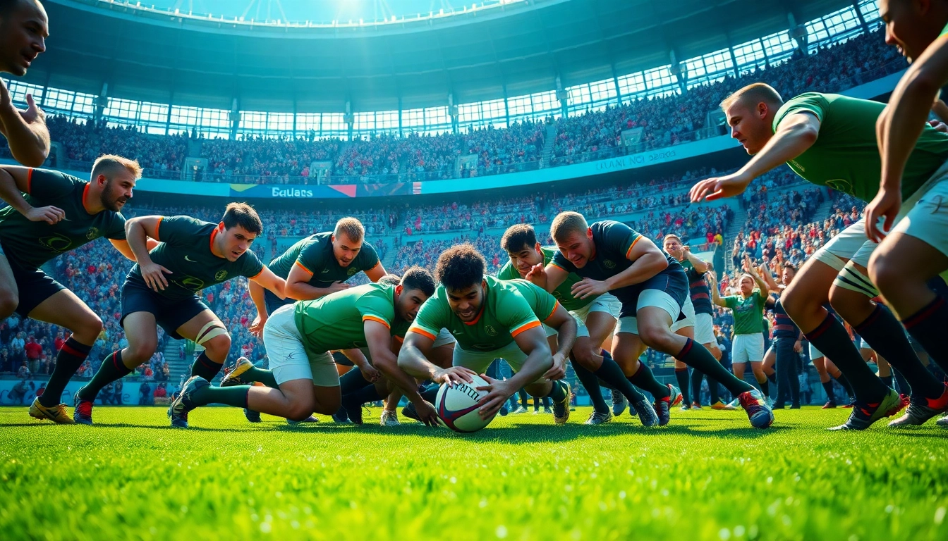 Players engaging in a rugby match, highlighted in https://diknews.co.uk/category/uk-rugby-clubs/ with an energetic atmosphere.