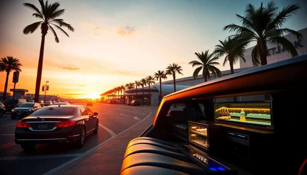 World Cup Group Transportation in a luxurious limousine at LAX, showcasing premium leather interiors.