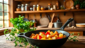 Cooking delicious meals with cast iron cookware NZ in a rustic kitchen setting.