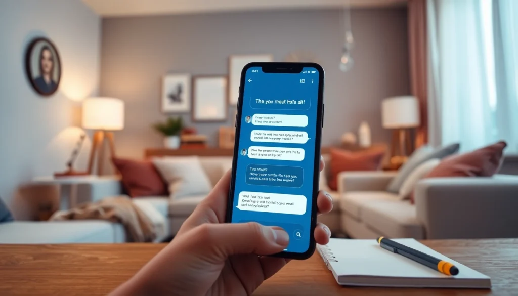 Engaging smartphone AI chatbot interface focused on sex AI relationships in a cozy environment.