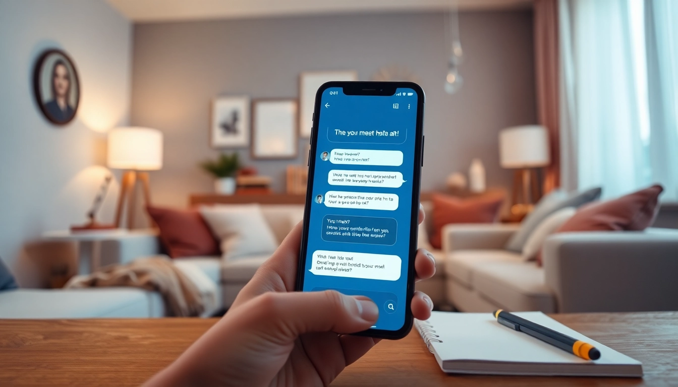 Engaging smartphone AI chatbot interface focused on sex AI relationships in a cozy environment.