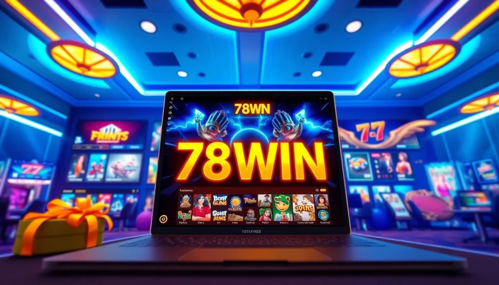 Engaging visual of the 78WIN online casino platform featuring popular games and vibrant graphics.