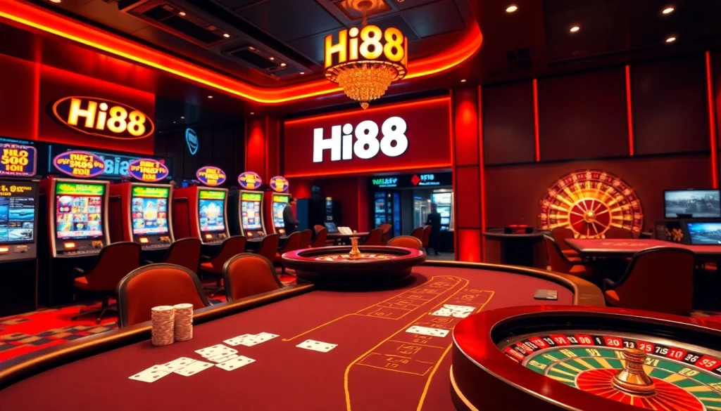 Engage in thrilling gaming experiences at Hi88's luxurious casino.