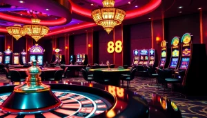 Trải nghiệm trò chơi kịch tính tại sòng bạc W88 với bàn chơi sống động và máy đánh bạc hấp dẫn.