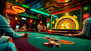 Experience the thrill of i9bet casino games with vibrant poker tables and roulette action.