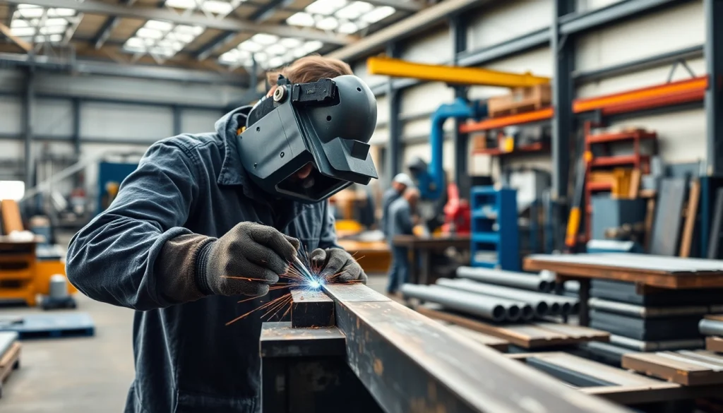 Discover top-rated steel fabricators near me in a vibrant fabrication workshop filled with skilled artisans.