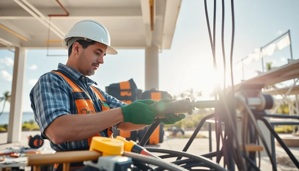 Electrician apprenticeship Hawaii training with focused professional at job site.
