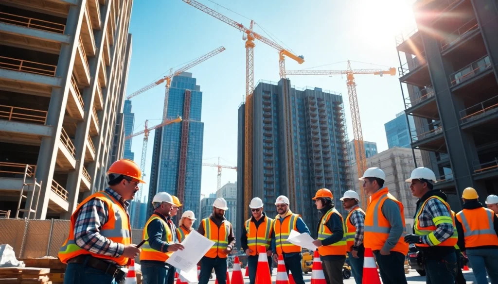 Skilled New York City General Contractor team on a busy construction site showcasing teamwork and innovation.