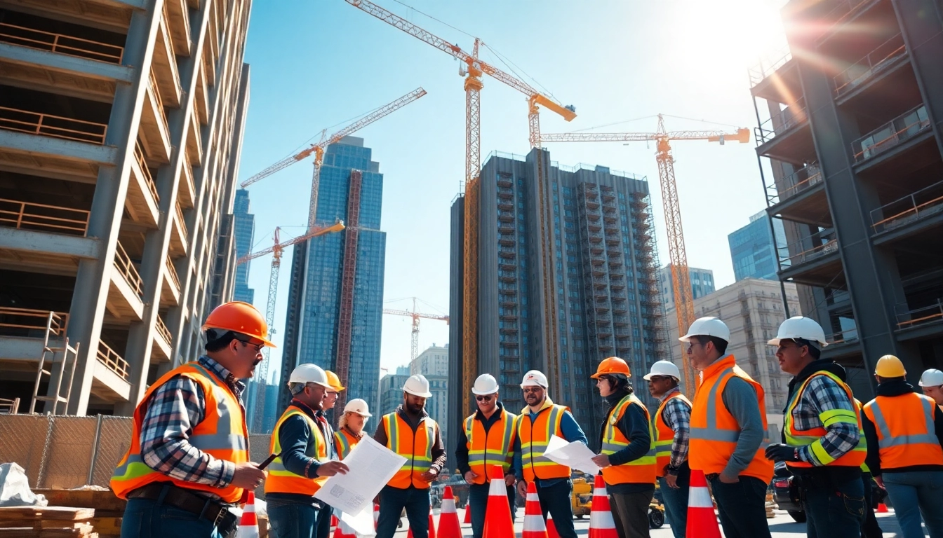 Skilled New York City General Contractor team on a busy construction site showcasing teamwork and innovation.