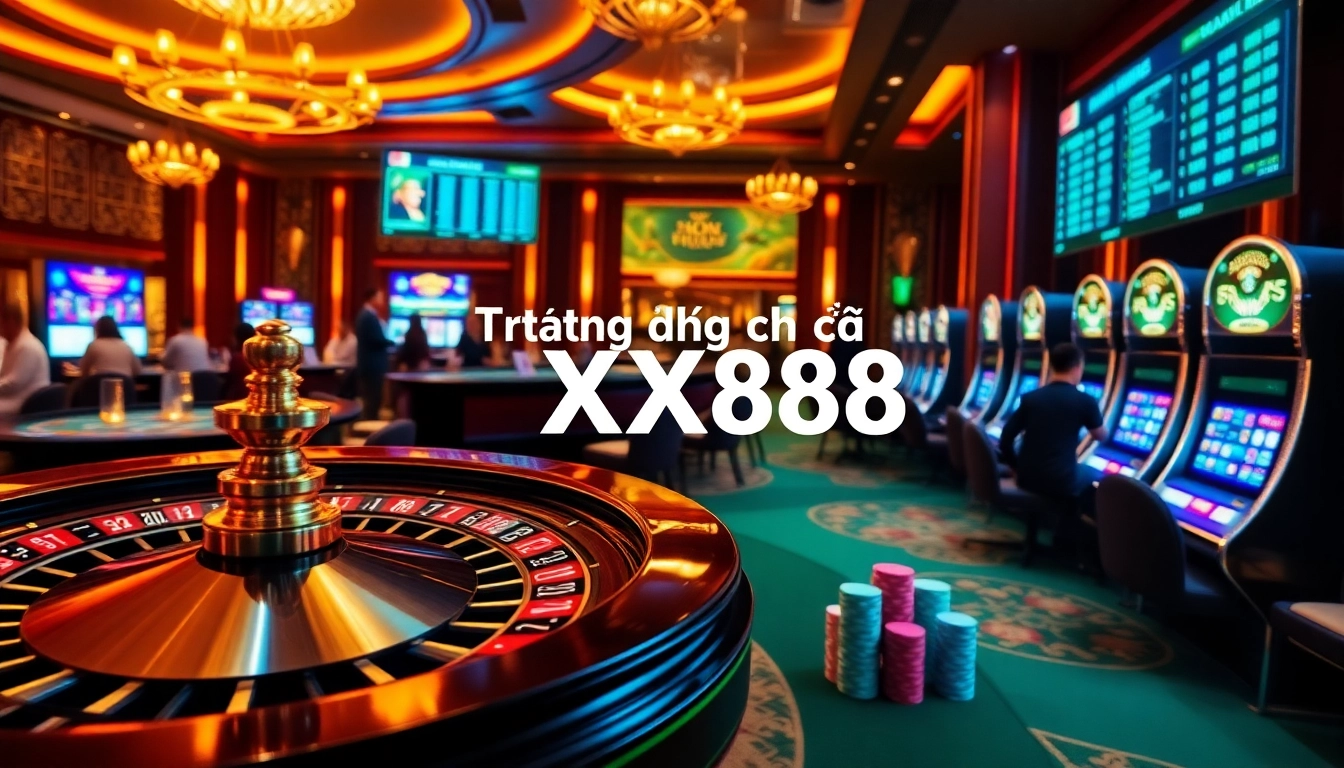 Experience the excitement at Trang chủ XX88 with thrilling games, including slot machines and poker tables.