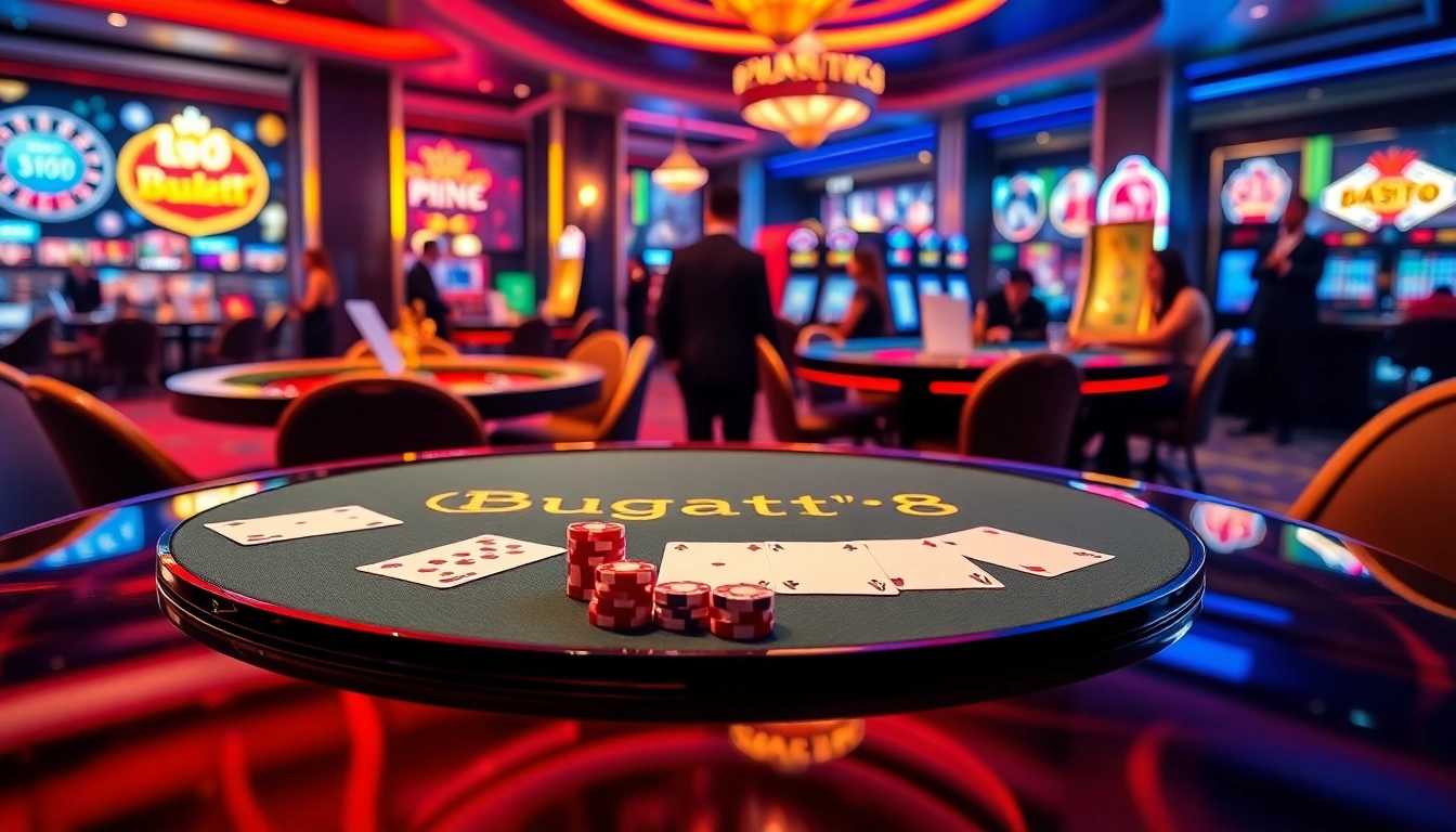 Experience thrilling gameplay at Bugatti8 with engaging games and elegant casino decor.