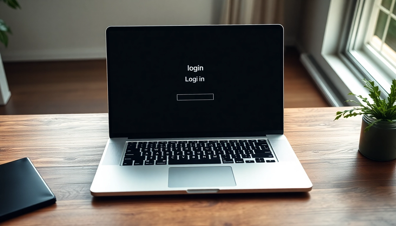 Access the bluevine login page on a laptop with a warm desk background.