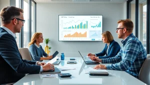 Professional team discussing SMSF set up in a modern office.