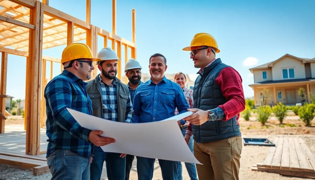 Builders representing the Texas association of builders collaborating on a construction project, showcasing teamwork and dedication.