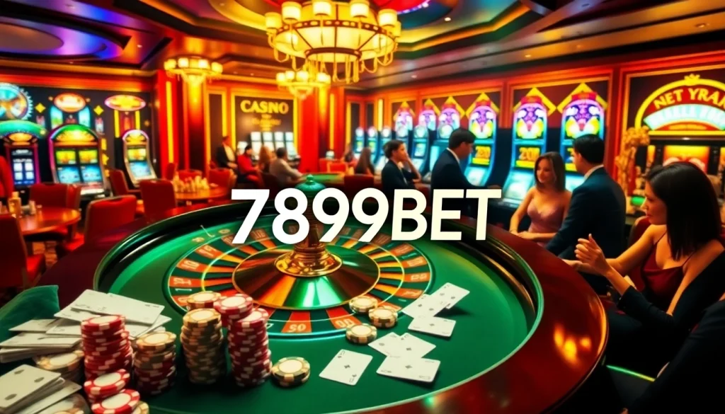 Excited players enjoying gaming at 789BET's luxurious casino tables.