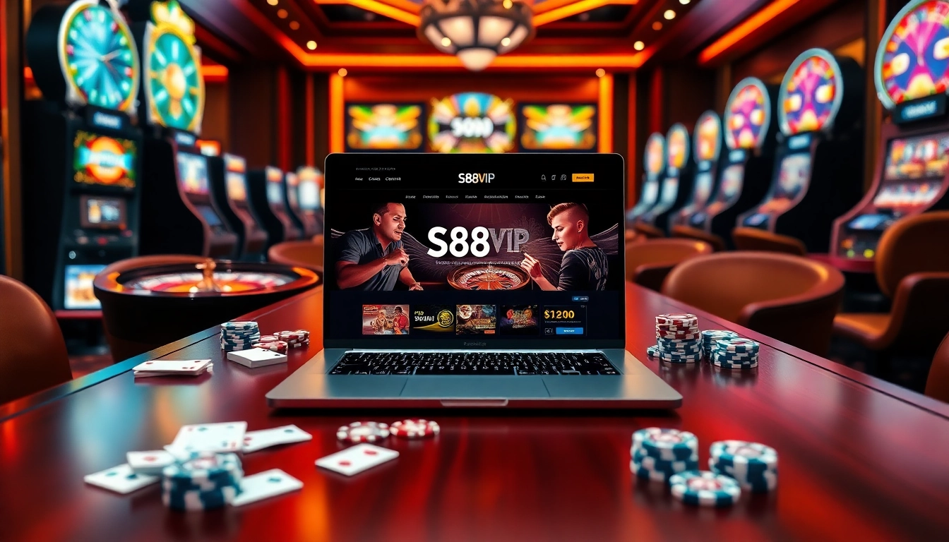Experience the luxury of Trang chủ S88VIP with a captivating casino atmosphere featuring dynamic gaming elements.