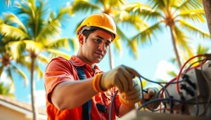 Engaged electrician apprenticeship hawaii apprentice wiring in a tropical environment.