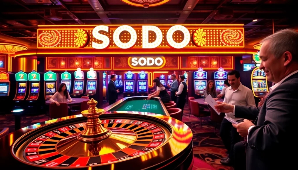 SODO Casino offers an exhilarating gaming experience with vibrant roulette wheels and engaging slot machines.