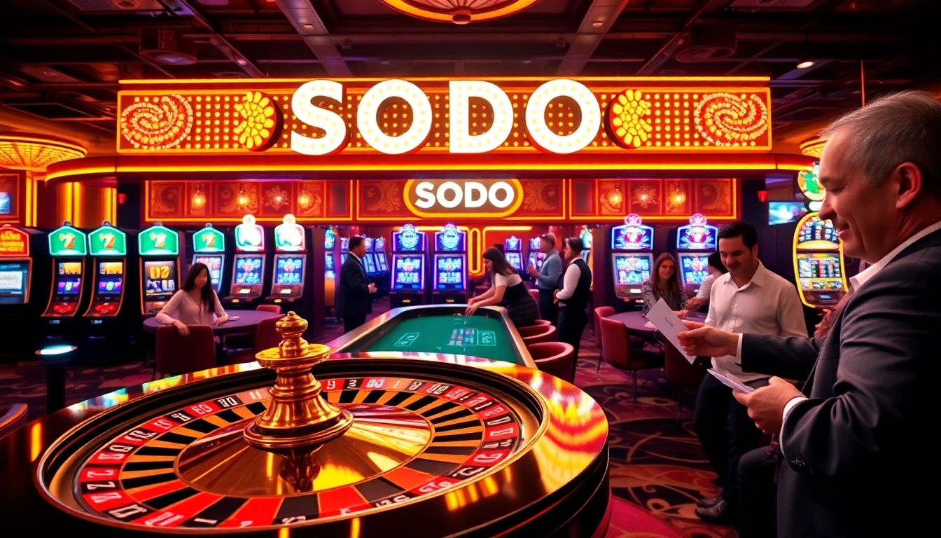 SODO Casino offers an exhilarating gaming experience with vibrant roulette wheels and engaging slot machines.