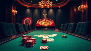Engage in thrilling poker gameplay at the hidden wiki's luxury casino scene, complete with cards and chips.