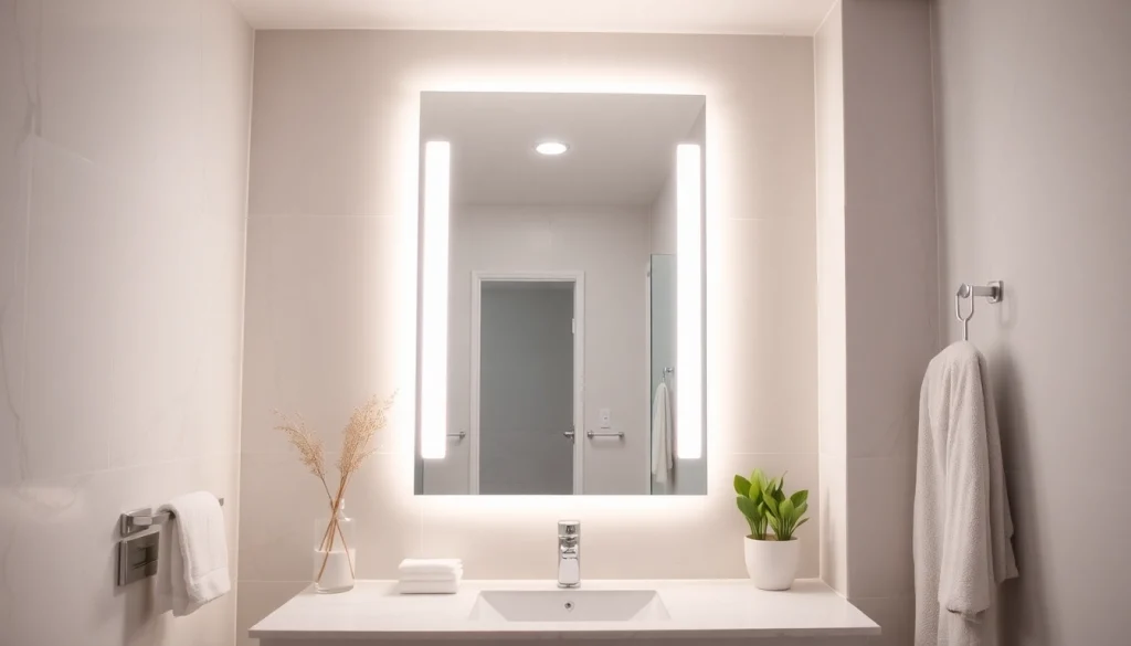 Illuminate your space with a stylish mirror with lights, enhancing your modern bathroom design.