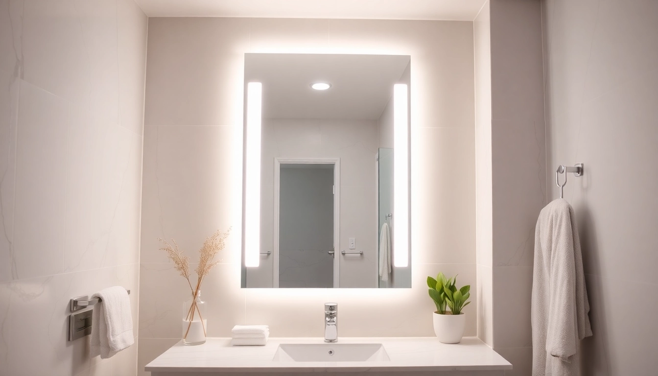 Illuminate your space with a stylish mirror with lights, enhancing your modern bathroom design.