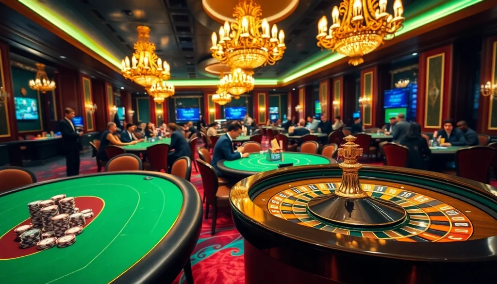 Experience the thrill of 789BET with vibrant casino visuals and engaged players at poker tables.