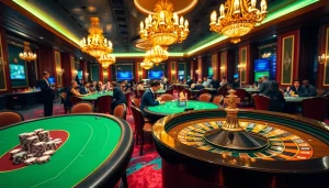 Experience the thrill of 789BET with vibrant casino visuals and engaged players at poker tables.