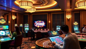 Engaging gamblers playing on the tải go88 platform at a luxury casino table.