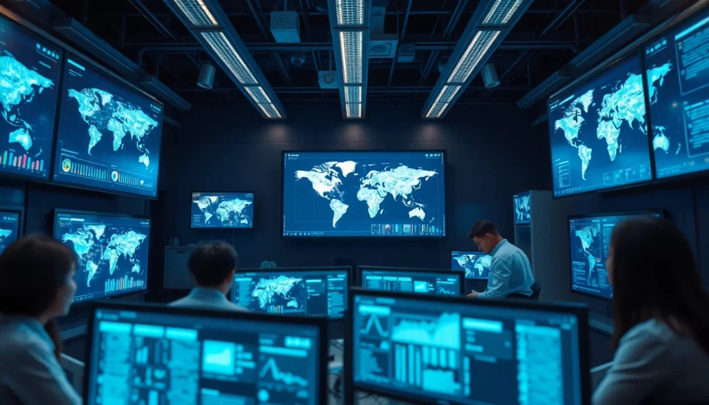 Advanced cybersecurity lab showcasing innovative ai technology for threat detection and analysis.