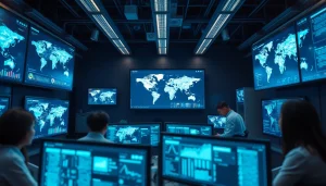 Advanced cybersecurity lab showcasing innovative ai technology for threat detection and analysis.