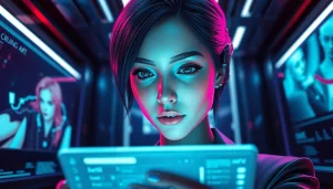 AI NSFW character illustration engaging in digital chat, showcasing Crushon AI.