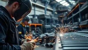 Craftsman at a steel fabrication shop welding components with precision.